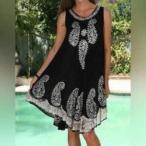 Black & Silver Paisley Embroidered Shift Dress